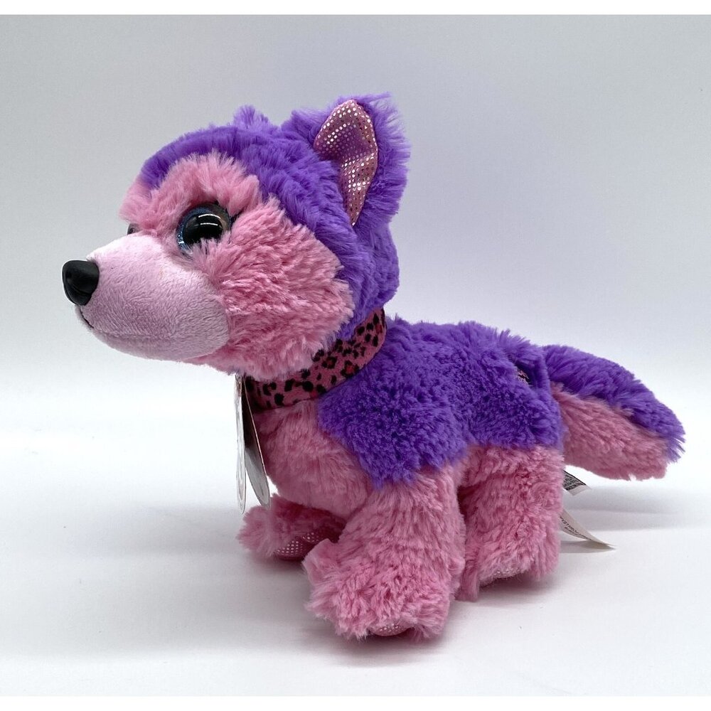 Ganz Planet Posh Lexie Husky dog 8" plush Pink Purple w Tag